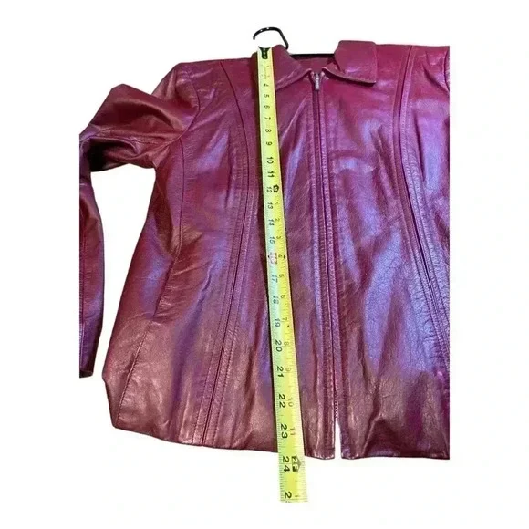 Vintage Jacqueline Ferrar burgundy Leather Jacket women’s Size S  Signs of wear - Picture 11 of 16